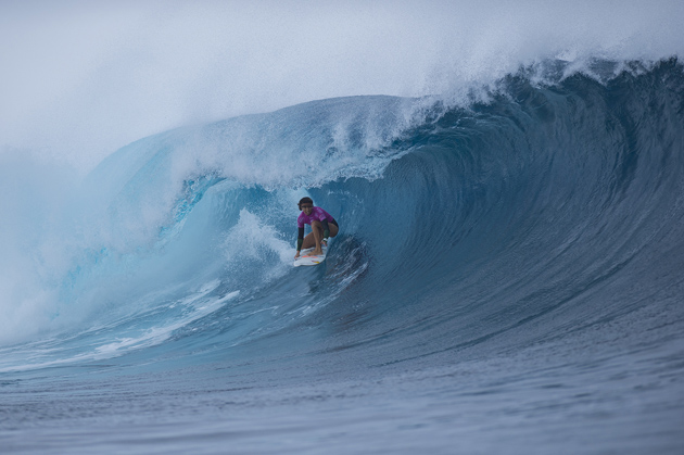 Sally Fitzgibbons of Gerroa, NSW, Australia (pictured) winning the Fiji Womens Pro, defeating South African Bianca Buitendag in eight-to-ten foot Cloudbreak on Thursday June 4, 2015. Fitzgibbons surfed with her ear bandaged after bursting her eardrum during Round 2.